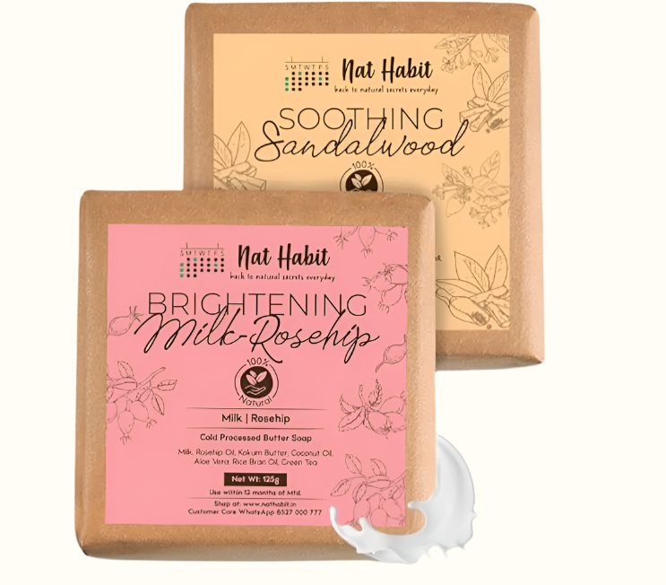 Nat Habit Bath Soap Combo Milk Rosehip & Sandalwood
